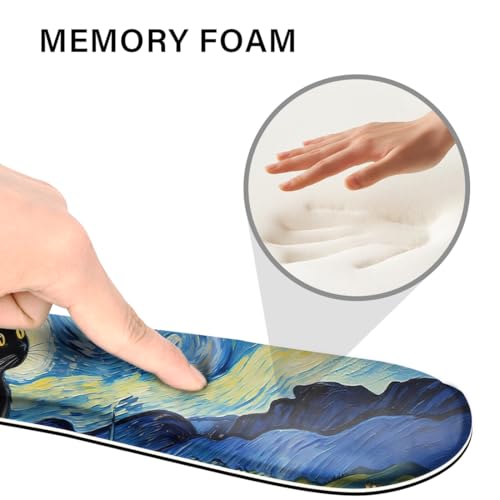 Desk Pad and Keyboard Wrist Rest, Large Mouse Pad + Keyboard Pad+Mouse Wrist Support, Non-Slip Desk Mat Protector for Office, Home 31.5×11.8 Inches Starry Night Cat - color: Starry Night Cat
