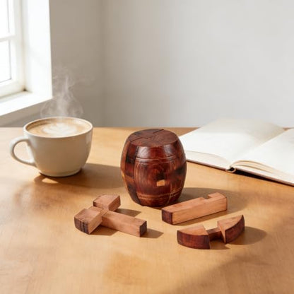 Wooden Brain Teaser Puzzles for Adults - Challenging 3D IQ Logic Games for Teens 14+, Stress Relief Desk Toys & Office Decor, Unique Gifts for Men, Women, Seniors (Barrel) - style: Barrel