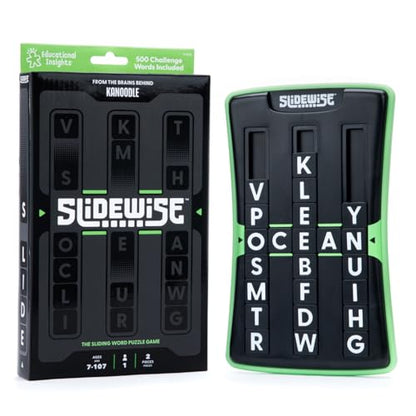Educational Insights Slidewise - Word Games and Brain Teaser Puzzles for Kids 8-12, Kids Slide Puzzle Game, Travel Size Handheld Puzzle, Single Player Brain Teasers for Adults, Teens, and Children