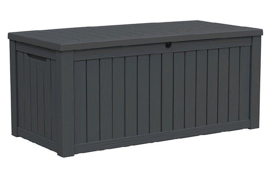 LAUSAINT HOME 150 Gallon Resin Deck Box, Package Delivery Box with Lockable Lid, Waterproof Outdoor Storage Box For Garden Tools, Patio Cushions(150 Gallon,Black) - color: Black, size: 150 Gallon