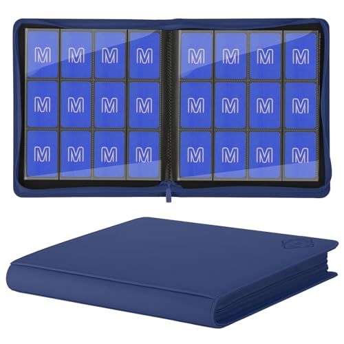 Premium Card Binder 12 Pocket for 720 Pockets Trading Card Binder, PU Zipper Card Collection Album, Sturdy Side-Loading Card Book Holder for MTG, TCG, Game Cards, Sports Cards - color: 12 Deep Blue