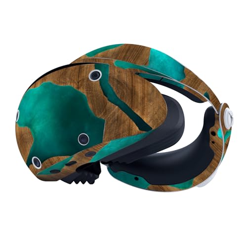 Head Case Designs Officially Licensed Alyn Spiller Wood and Resin Aqua Art Mix Vinyl Sticker Skin Decal Cover Compatible with Sony PS5 PlayStation PS VR2 - color: Wood and Resin Aqua