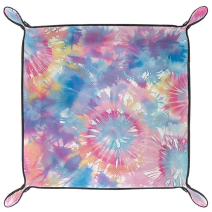 Tie-dye Dice Tray Dice Rolling Tray Folding Dice Holder for Dice Games, Like RPG, DND and Other Table Games - color: Multi 9