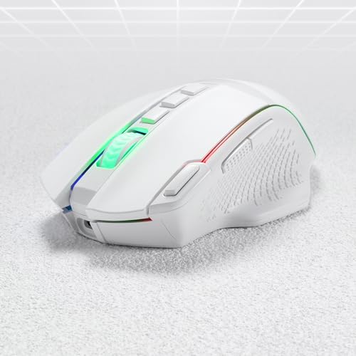 Redragon M991 3-Mode Wireless RGB Gaming Mouse 26000 DPI Remapping Keys | Cable-Free 0 Delay, Smooth Precise Tracking, Rapid-Fire Macro Keybinds, Vibing Backlight, Ergonomic Grip Body Comfort - color: White, style: M991