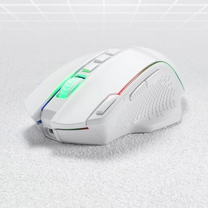 Redragon M991 3-Mode Wireless RGB Gaming Mouse 26000 DPI Remapping Keys | Cable-Free 0 Delay, Smooth Precise Tracking, Rapid-Fire Macro Keybinds, Vibing Backlight, Ergonomic Grip Body Comfort - color: White, style: M991