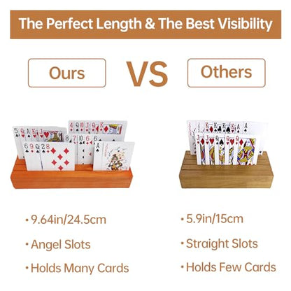 hismocal Playing Card Holders Deck Stand, Play Cards Holder for Kids or Elder People, Hands-Free Wood Holder Racks,Tray for Organizing Cards (4 Pack) - size: 4 Pack