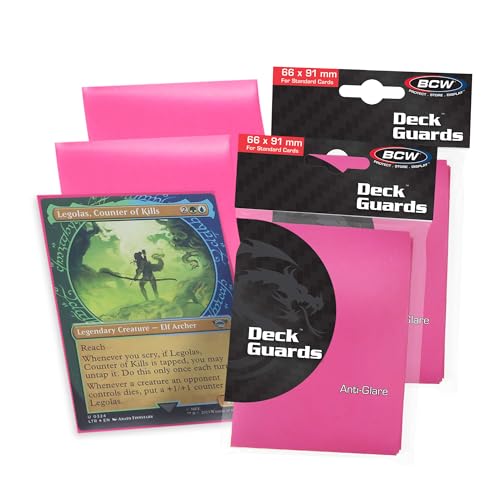 BCW Deck Guard - Double Matte Pink Card Sleeves | Acid-Free, Archival-Safe, No PVC | Anti-Glare Matte Finish | Fits Standard 2½" x 3½" Game Cards | Durable Deck Protector Sleeves | 100 Ct - color: Pink