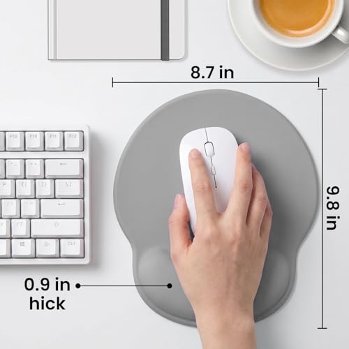 Mouse pad with Wrist Rest,Relieving Pain Memory Foam Computer pad, Ergonomic Desktop Mouse, Silicone Material Mouse pad, with Non-Slip PU Base (Grey) - color: Grey