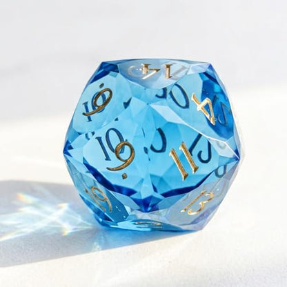 Multifaceted DND Single D20 Dice Resin Sharp Edge 20 Sided D&D Dice, 22Mm Handmade Polyhedral for Dungeons and Dragons, RPG, Roleplaying MTG Table Games - color: D20- Blue