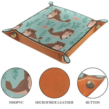 Dice Trays Otters Holder Storage Box for Dice Games Like RPG DND, Leather Dice Holder Portable Folding Rolling Dice Tray, 16x16cm - color: Multi 6