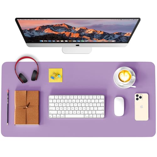 Leather Desk Pad Protector, Waterproof Mouse Pad, PU Desk Mat, Office Desk Cover, Desk Writing Mat for Office/Home/Work/Cubicle (Purple) 35.4x17 in - color: Purple, size: 35.5" x 17"