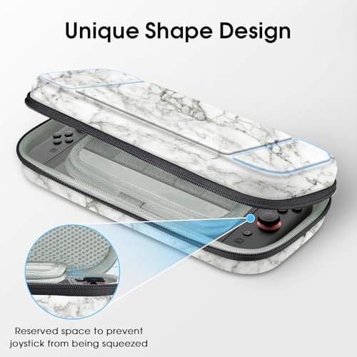 FINTIE Carrying Case for Nintendo Switch 2 (2025), Shockproof Hard Shell Switch 2 Case, Protective Cover Travel Bag with 19 Game Card & 2 Micro SD Card Slots & Inner Pocket (marble) - color: marble
