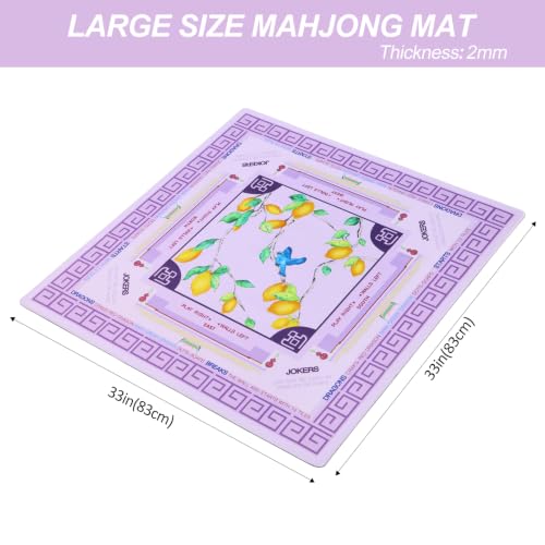 Jongyance Purple American Learning Mahjong Mat (33”x33”), Mahjong Mat for Table, Game Mat - color: Purple