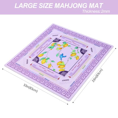 Jongyance Purple American Learning Mahjong Mat (33”x33”), Mahjong Mat for Table, Game Mat - color: Purple