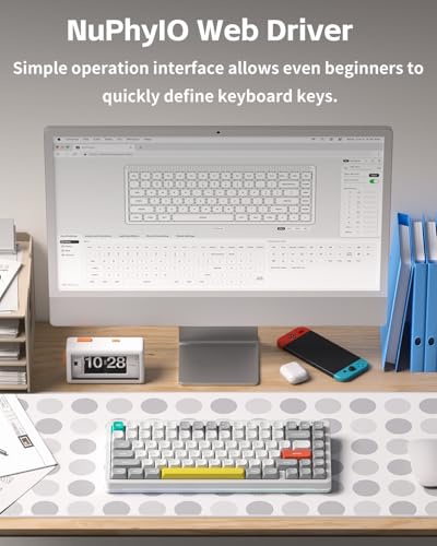 NuPhy Halo V2 IO Wireless Mechanical Keyboard with PBT Keycaps,Hot Swappable Custom Gaming Keyboard,Aluminum Alloy Frame,RGB Backlit,Gasket Structure,BT5.0/USB-C/2.4GHz Low Latency Office Keyboards - color: 75% Layout White, size: Brown Max Switch