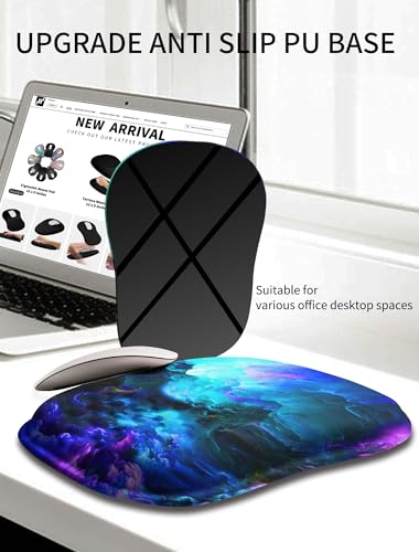 Hokafenle Ergonomic Wrist-Hugging Mouse Pad Wrist Support, U-Shaped Holding Wrist Rest Mousepad for Carpal Tunnel Pain Relief with Cushioned Memory Foam Slope Massage Bulge (10.2x8.3 in,Nebula) - color: Nebula