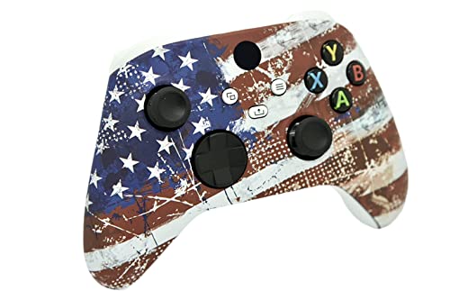 Hand Airbrushed Fade Custom Controller Compatible with Xbox Series X/S & Xbox One (Series X/S U.S Flag/White) - color: Series X/S U.S Flag/White