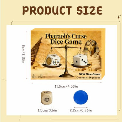 Pharaoh's Curse Dice Game, Egyptian Themed | 2+ Players, 36 Pieces, Board Game