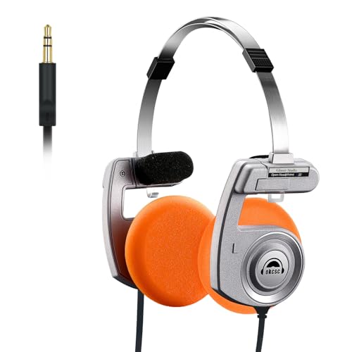 okcsc Retro 3 Open Back Headphones,Retro Headphones No Mic, Collapsible Design/40mm Class Composite Film, Audiophile Sound Performance for HiFi Sound,Commute,Party,Camping,4.9 FT/3.5MM No Mic/Silver - color: Silver, size: 3.5 No Mic