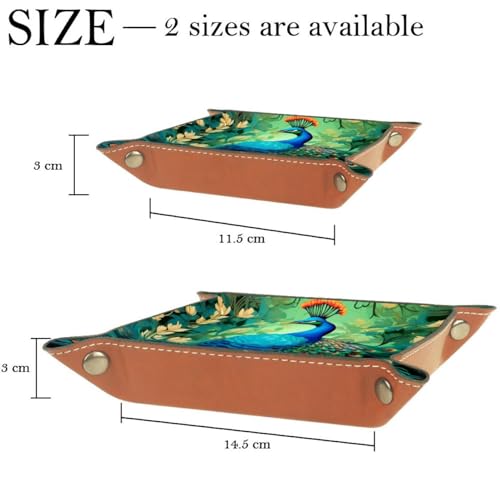 Peacock FlowersDice Tray Foldable Dice Trays Dice Rolling Tray PU Leather Dice Holder for Dice Games Like RPG, DND and Other Table Games