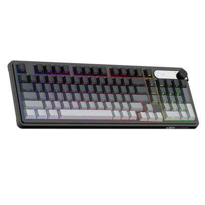 MageGee GK960 Wireless Keyboard, 98 Keys Tri-Mode BT/2.4G/Wired Membrane Gaming Keyboard, RGB Creamy Keyboard with Number Pad, Knob Control, Side Printed Keycaps, 4000mAh Battery - Black & Gray - color: Black & Gray