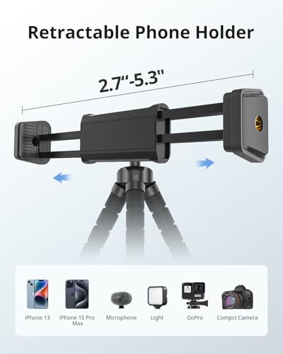 UBeesize Flexible Mini Phone Tripod, Portable and Adjustable Camera Stand Holder with Wireless Remote and Universal Clip, Compatible with Cellphones, Sports Cameras - style: Tripod pro