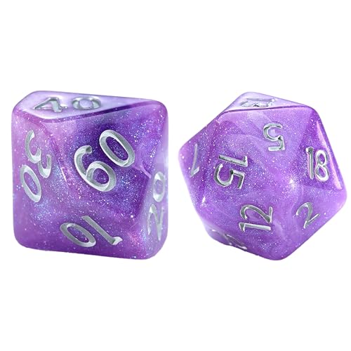 Gate Keeper Games and Dice: Aether Dice: Amethyst - 7pc Set, Purple & White Glitter Swirl, 7 Resin Dice for Role Playing Games - style: Amethyst