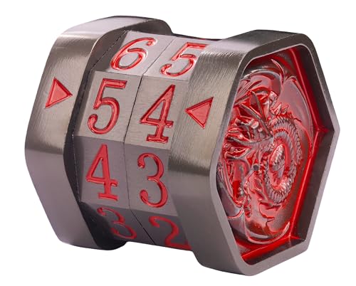 Metal MTG Life Counter, Life Counter MTG, Magic Life Counter Gift Box Packaging Suitable for Board Games, Card Games, Compatible with MTGs and TTRPG(Black Nickel_Red) - color: Black Nickel_red