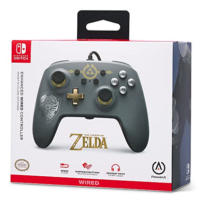 PowerA Enhanced Nintendo Switch and Switch 2 Wired Controller - Hylian Shield, Officially licensed - color: Hylian Shield