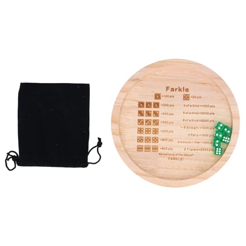Farkle Dice Tray, Premium Wooden Dice Tray for Classic Family Game Night, Improve Math Skills with 6 & Storage Bag (Round 18cm) - color: Round 18cm