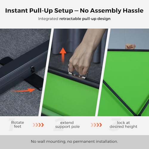 VK50 Green Screen & 2 SL40 Softbox Light Kit, 78.7" x 89.3" Pull-Up Chroma Key Backdrop with Two 100W Dimmable Studio Lights, 2700K–6500K, Adjustable Stands for Streaming, Content Creation
