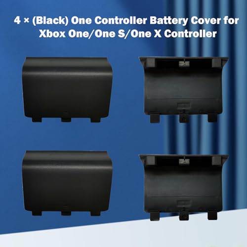 4 Pack One Controller Battery Back Cover for Xbox One/S/X Controller Battery Cover, Battery Back Shell Repair Part for XboxOne/S/X Controller, [NOT for Xbox Series X/S] (Black) - color: Black