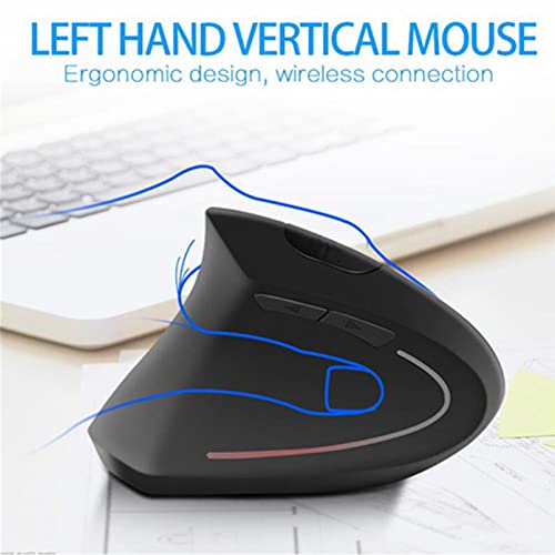 Left-Handed Mouse, Rechargeable 2.4G Wireless Ergonomic Vertical Mice with USB Receiver, 6 Buttons Optical Vertical Cordless Mice for Laptop Computer PC Desktop Computer Notebook,for Lefty Hands
