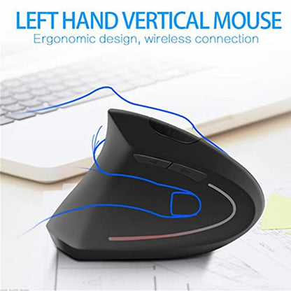 Left-Handed Mouse, Rechargeable 2.4G Wireless Ergonomic Vertical Mice with USB Receiver, 6 Buttons Optical Vertical Cordless Mice for Laptop Computer PC Desktop Computer Notebook,for Lefty Hands