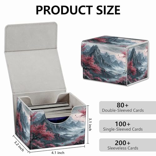 Strong Magnet Card Case Deck Box Mtg Card Box Playing Card Box Magic Deck Box Tcg Up to 200 Cards Creative Pattern Trading Card Storage Box for Collectible Card Games, Chinese Landscape Flowers - color: Chinese Landscape Flowers