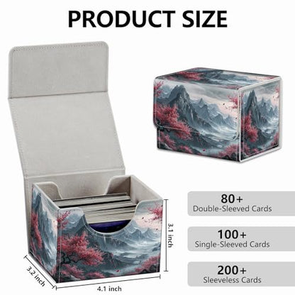Strong Magnet Card Case Deck Box Mtg Card Box Playing Card Box Magic Deck Box Tcg Up to 200 Cards Creative Pattern Trading Card Storage Box for Collectible Card Games, Chinese Landscape Flowers - color: Chinese Landscape Flowers