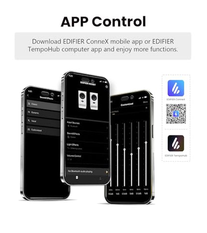 Edifier R20BT Computer Speakers, Touch Controls, AUX & USB-C Inputs, Black | 2.75" Full-Range Drivers, Bluetooth 6.0, Headphone Jack, Custom Ambient Light & Sound Profiles via APP - color: Black