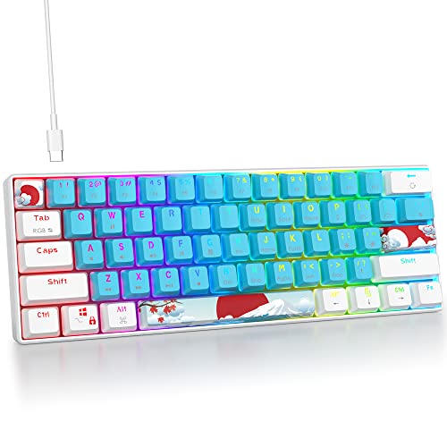 Fogruaden 60% Mechanical Keyboard, 61 Keys Gaming Keyboard, RGB Backlit, Compact 60 Percent Wired Keyboard for Win/Mac PC Gamer, Easy to Carry on Trip (Blue,Blue Switch) - color: Blue/ Blue switch
