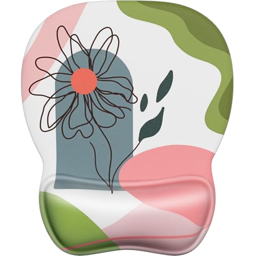 MROCO Ergonomic Mouse Pad with Gel Wrist Rest, 9.4 x 8.1 in, Pastel Petals | Ergonomic Shape Design, Multiple Pattern Options, Gel Wrist Comfort, Smooth Lycra Surface, Non-Slip PU Base - color: Pastel Petals