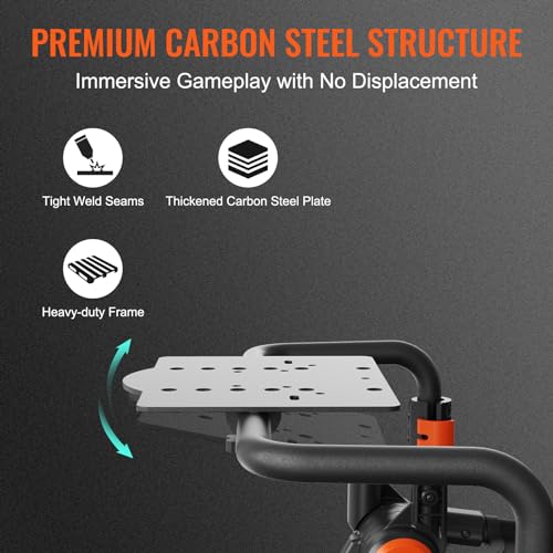 VEVOR Racing Wheel Stand Foldable Fit for Mainstream Brands, Carbon Steel Driving Simulator Cockpit Adjustable Pedal & Dual-Mode Seating,Fit Most Steering Wheels and Pedals