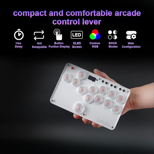 BITFUNX Duelpad Leverless Controller Arcade Stick, Zen16 Arcade Controller for PC/PS3/PS4/PS5/Switch/Steam, All-Button Arcade Fight Stick with SOCD/TURBO/Custom RGB/Hot-Swap/Low-Profile Switch (Mini) - size: Mini