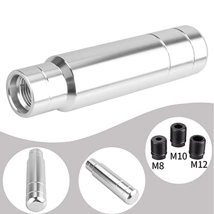 BARTOO Aluminum Weighted Manual Shift knobs, Long Stick Shift Knob Gear Shifter Knobs, Car Accessories Lever Cover Head Universal Shifter Knobs with 3 Threaded Adapters (Silver) - color: Silver