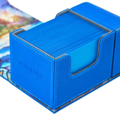 Card Deck Box For MTG Commander, Fits 100 Double-Sleeved Cards, Premium Leather, TCG Deck Box For Magic EDH, Magnetic Case with 3 Dividers & Dice Storage Box (Hidden Island) - color: Hidden Island, style: Deluxe