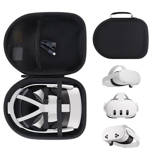 Storage Case Compatible with Meta Quest 3S / Quest 3 VR Headset | Lightweight Carry, Secure Storage, Convenient Zipper, Soft Interior,Black Case - color: Black