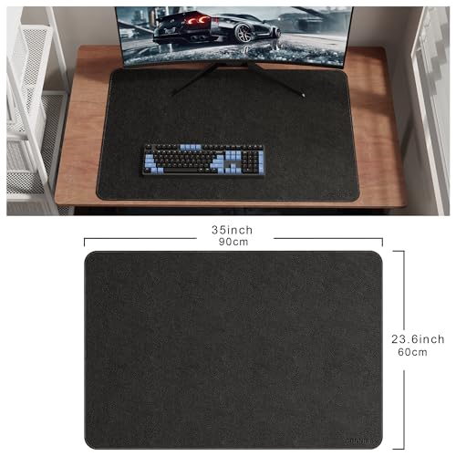 CENNBIE 35.5" x 23.6" Leather Desk Mat,Computer Mouse Pad (Black) | Premium stitched edges resist wear. Easy to clean. Protects desk from spills, stains ,scratches. Smooth glide. Office & home. - color: Black, size: 35.5" x 23.6"