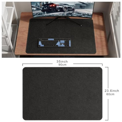 CENNBIE 35.5" x 23.6" Leather Desk Mat,Computer Mouse Pad (Black) | Premium stitched edges resist wear. Easy to clean. Protects desk from spills, stains ,scratches. Smooth glide. Office & home. - color: Black, size: 35.5" x 23.6"