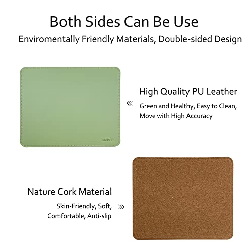 MelVan PU Leather Mouse Pad with Stitched Edge, Wood Mousepad, Waterproof Gaming Mouse Pad Mat for Computers, Laptop, Office & Home, 10.2" x 8.3", 1 Pack (Matcha Green) - color: Matcha Green