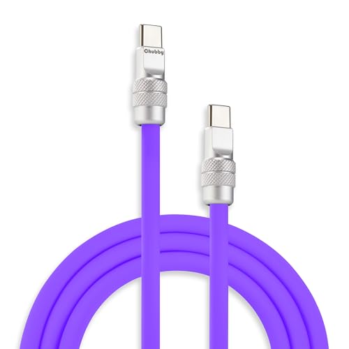 chubbycable Chubby 2.0 USB C 240W Fast Charging Cable Silicone Soft Durable USB C Cable Extra Thick Charger Cord Compatible with iPhone 17-15 Series iPad, Violet, Type-C to Type-C, 3.3FT - color: Violet, size: 3.3ft (1m), style: Type C-Type C