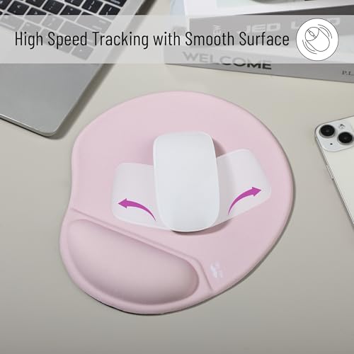 Mr. Pen- Ergonomic Mouse Pad with Wrist Rest | Blush Pink Breathable Fabric with Memory Foam Cushion, Non-Slip Rubber Base, Gel Mouse Pad with Wrist Support - color: Blush Pink