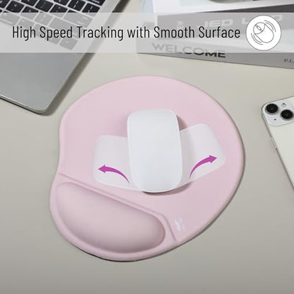 Mr. Pen- Ergonomic Mouse Pad with Wrist Rest | Blush Pink Breathable Fabric with Memory Foam Cushion, Non-Slip Rubber Base, Gel Mouse Pad with Wrist Support - color: Blush Pink